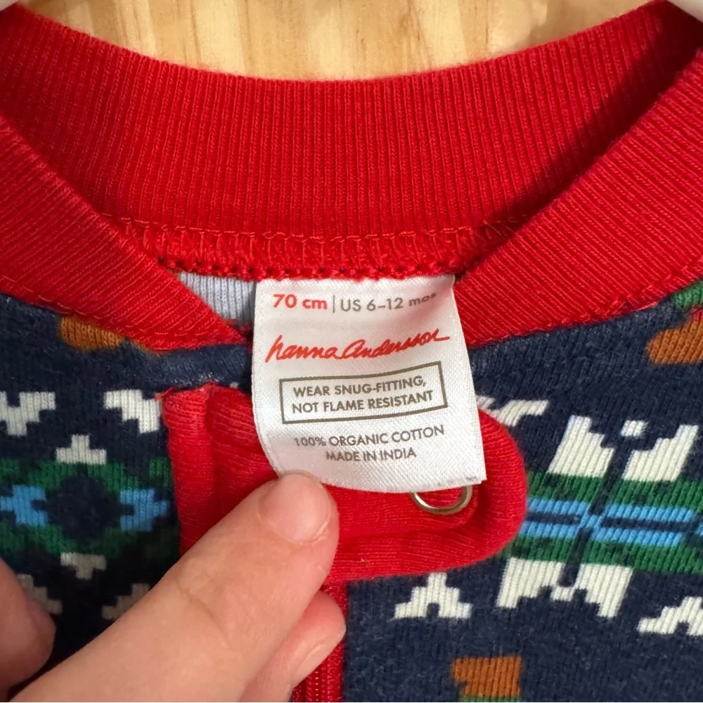 Hanna‎ Andersson Holiday Gnome Fair Isle Organic Cotton Sleeper Pajamas 6-12 Mon